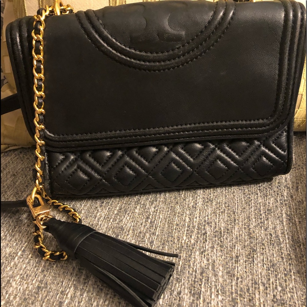 Tory Burch Black Crossbody Bag with Gold Chain